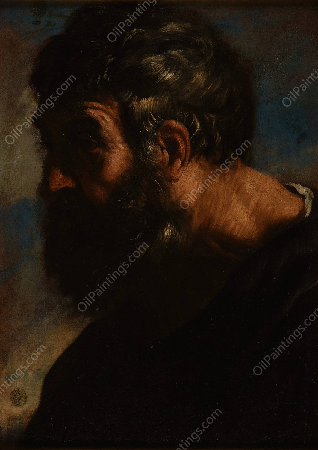 Tete d'homme by Pier Francesco Mola - Hand-Painted Oil Painting Reproduction