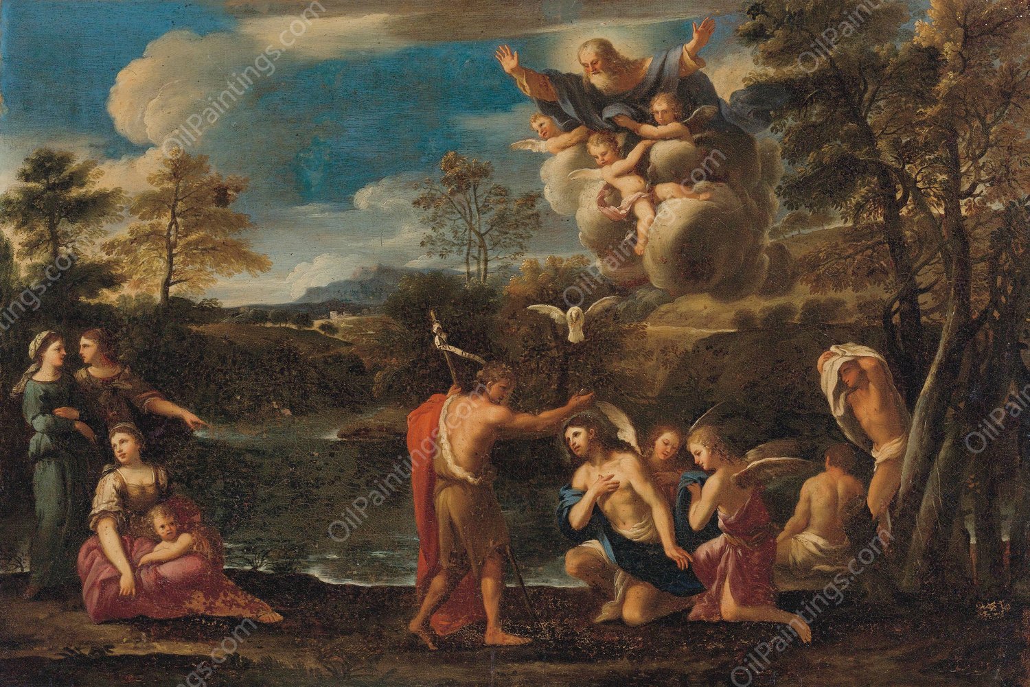 The Baptism Of Christ by Pier Francesco Mola - Hand-Painted Oil Painting Reproduction
