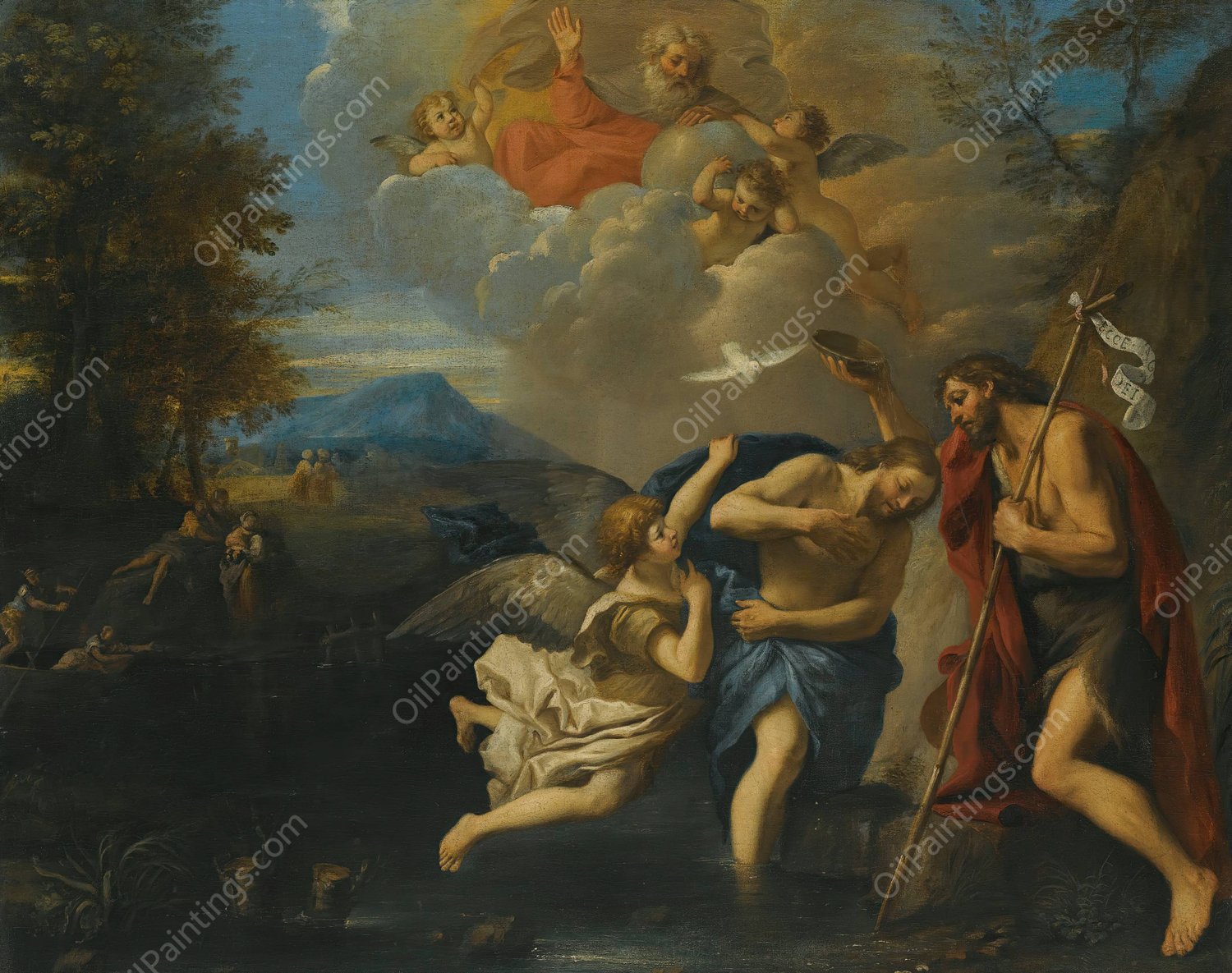 The Baptism Of Christ by Pier Francesco Mola - Hand-Painted Oil Painting Reproduction