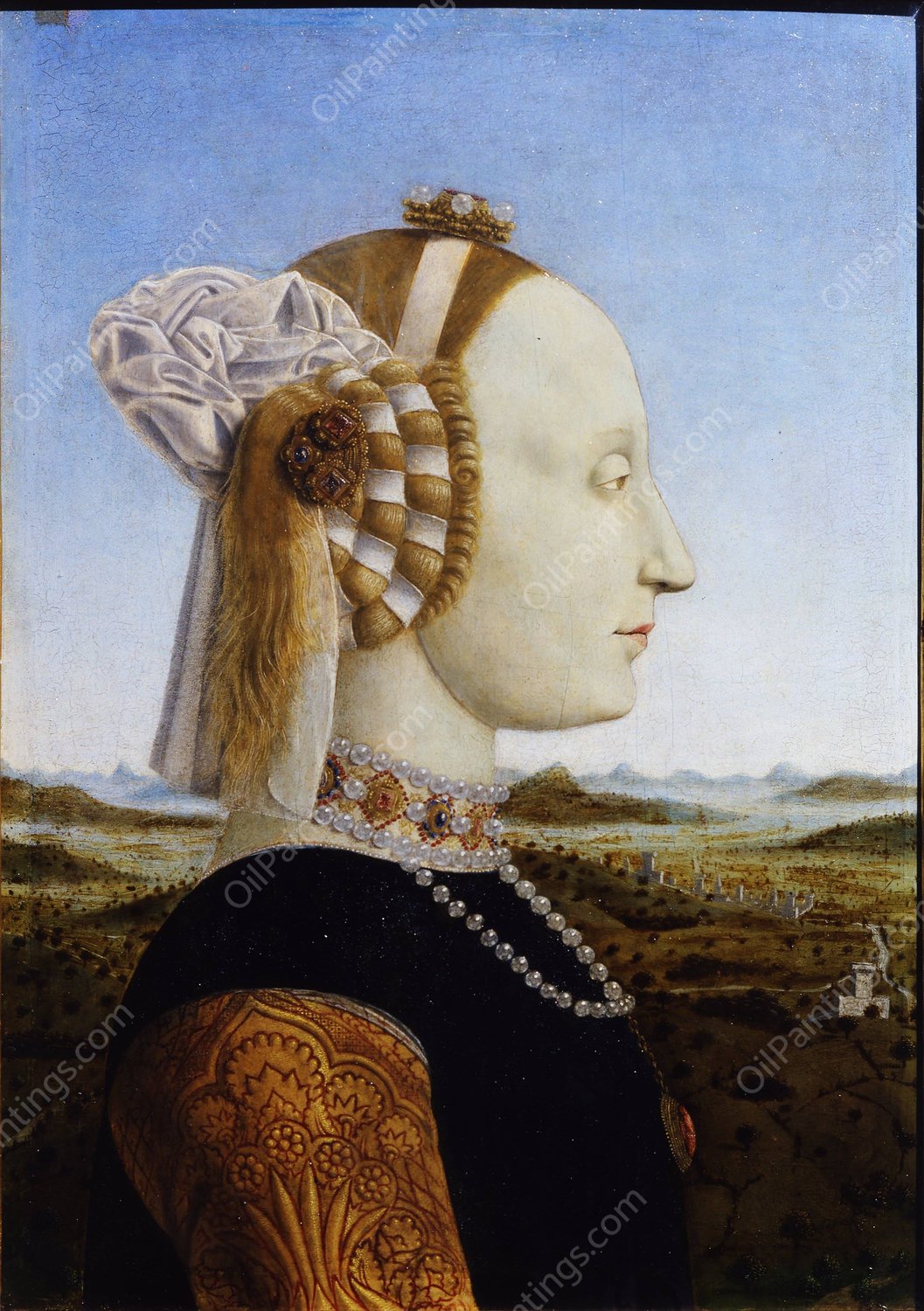 Portrait of the Duchess of Urbino, Battista Sforza by Piero Della Francesca - Hand-Painted Oil Painting Reproduction