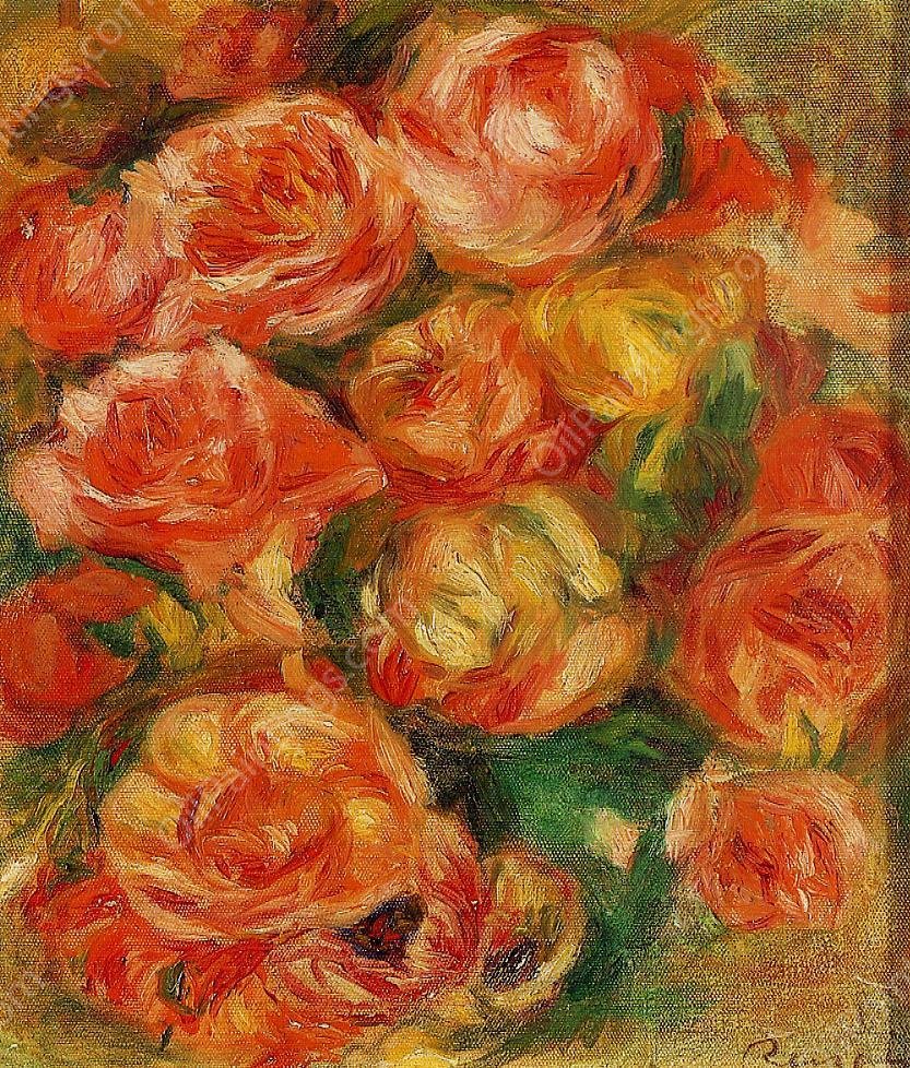 A Bowlful of Roses by Pierre-Auguste Renoir - Hand-Painted Oil Painting Reproduction