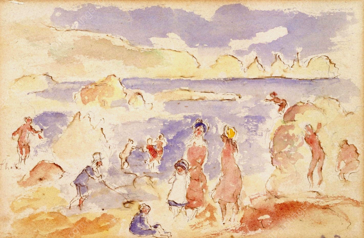 Beach Scene  by Pierre-Auguste Renoir - Hand-Painted Oil Painting Reproduction