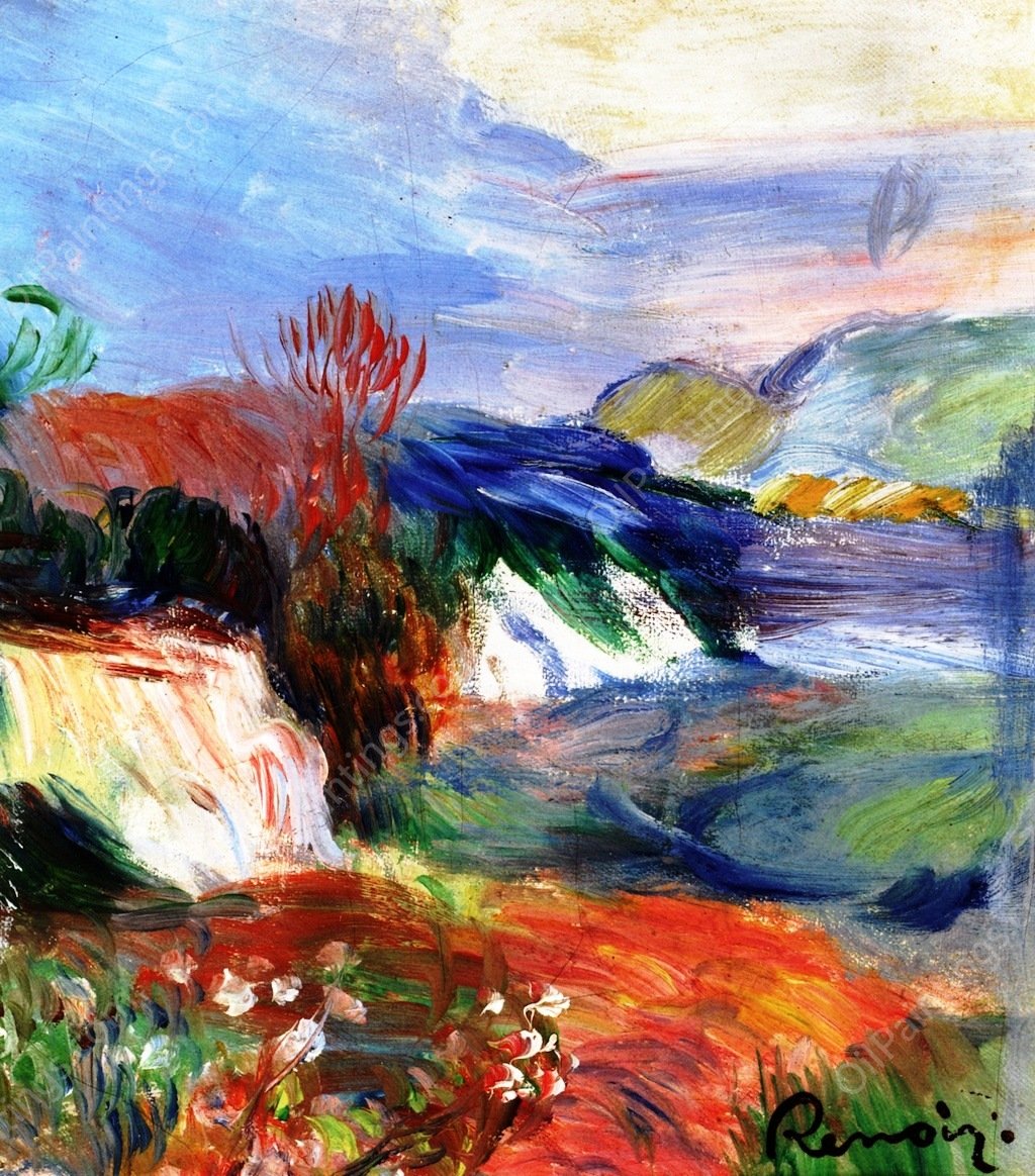 By the Sea, Cliff by Pierre-Auguste Renoir - Hand-Painted Oil Painting Reproduction