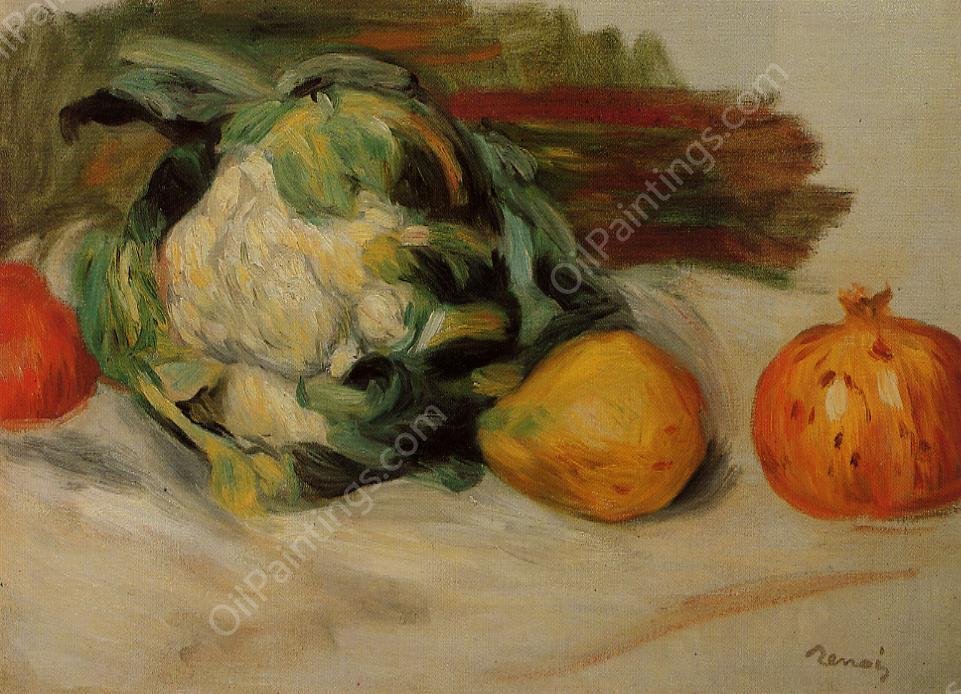 Cauliflower and Pomegranates by Pierre-Auguste Renoir - Hand-Painted Oil Painting Reproduction