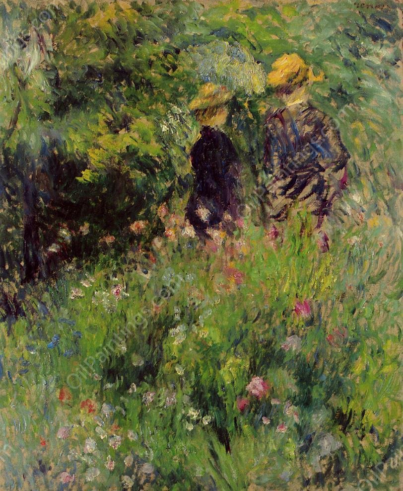 Conversation in a Rose Garden by Pierre-Auguste Renoir - Hand-Painted Oil Painting Reproduction