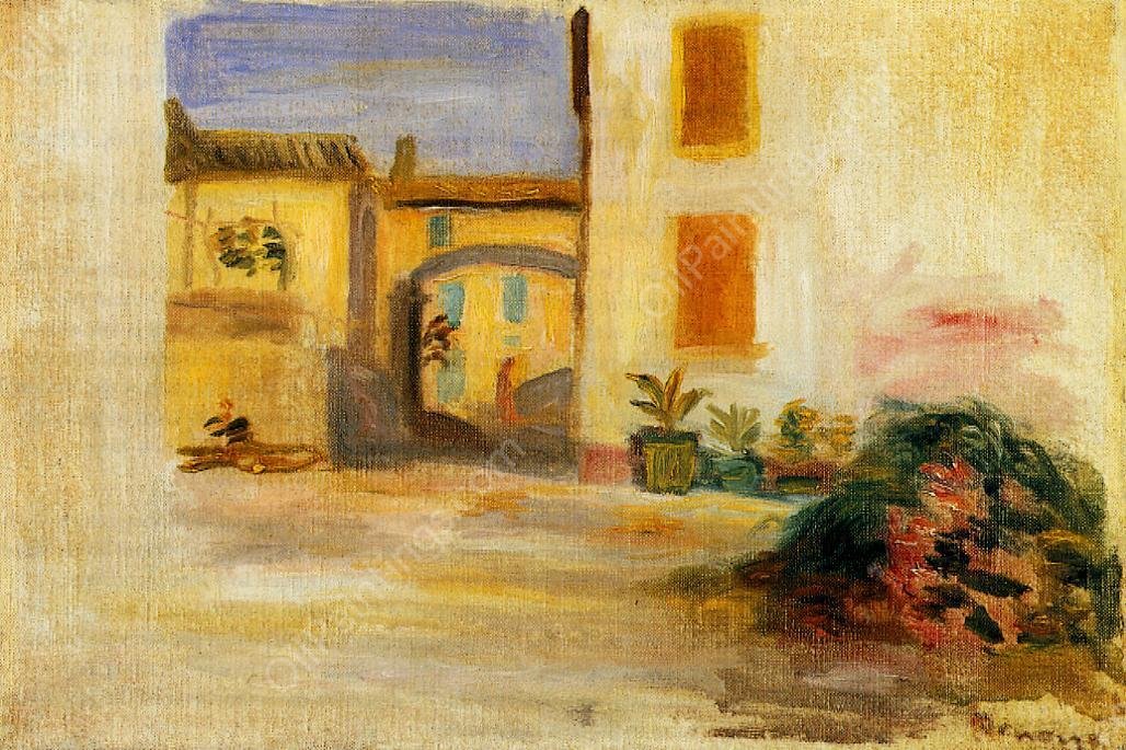 Farm Courtyard, Midday by Pierre-Auguste Renoir - Hand-Painted Oil Painting Reproduction