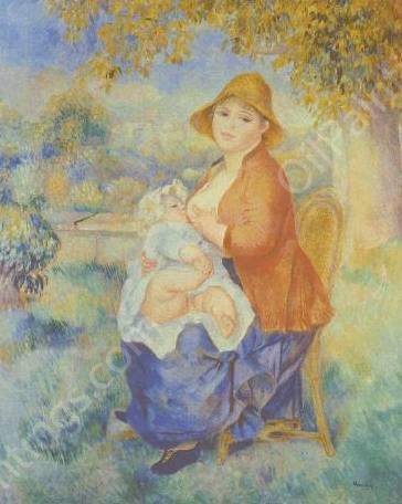 Feeding by Pierre-Auguste Renoir - Hand-Painted Oil Painting Reproduction