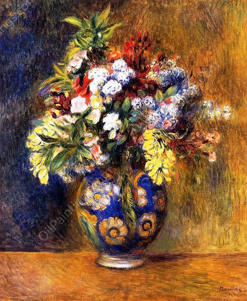 Flowers in a Vase by Pierre-Auguste Renoir - Hand-Painted Oil Painting Reproduction