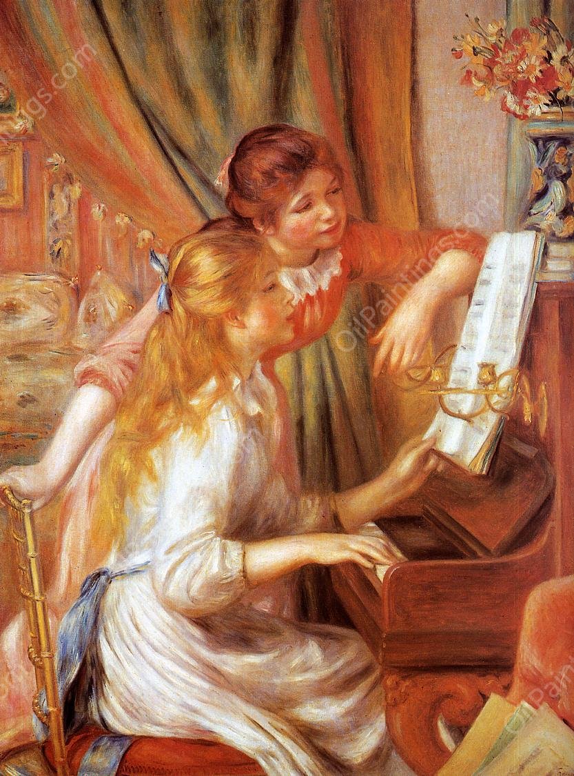 Girls at the Piano by Pierre-Auguste Renoir - Hand-Painted Oil Painting Reproduction