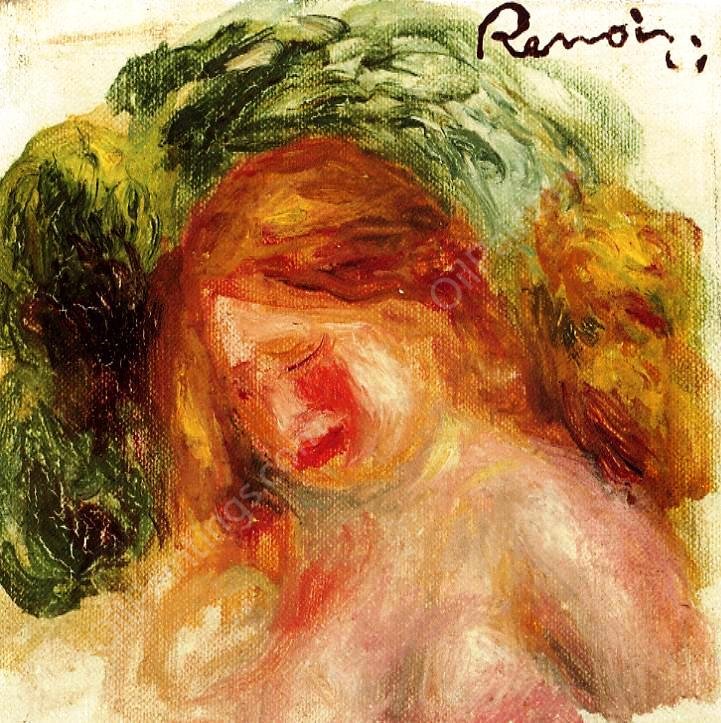 Head of a Woman by Pierre-Auguste Renoir - Hand-Painted Oil Painting Reproduction