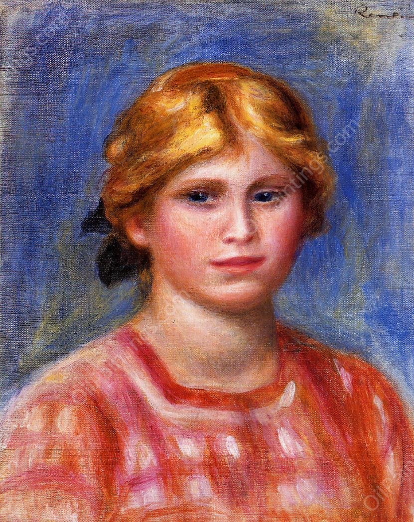 Head of a Young Girl II by Pierre-Auguste Renoir - Hand-Painted Oil Painting Reproduction
