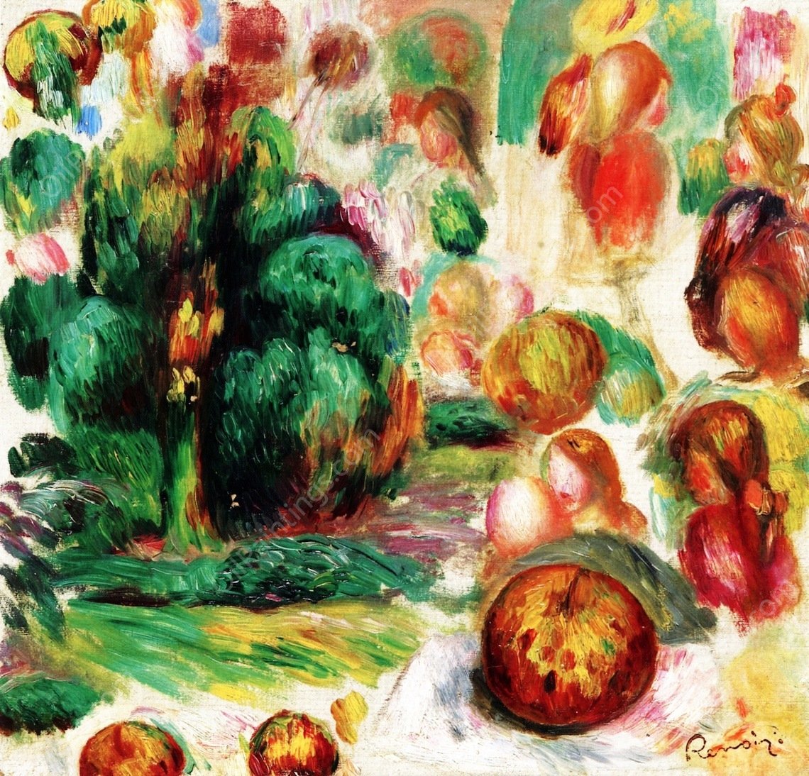Heads, Trees and Fruit by Pierre-Auguste Renoir - Hand-Painted Oil Painting Reproduction