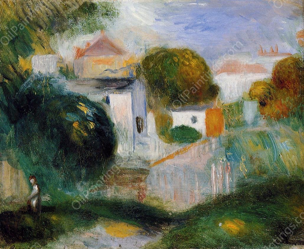 Houses in the Trees by Pierre-Auguste Renoir - Hand-Painted Oil Painting Reproduction