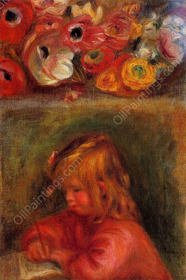 Portrait of Coco and Flowers by Pierre-Auguste Renoir - Hand-Painted Oil Painting Reproduction