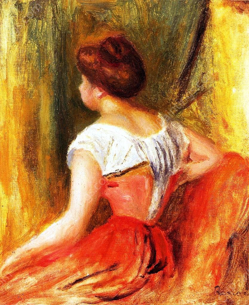 Seated Young Woman by Pierre-Auguste Renoir - Hand-Painted Oil Painting Reproduction