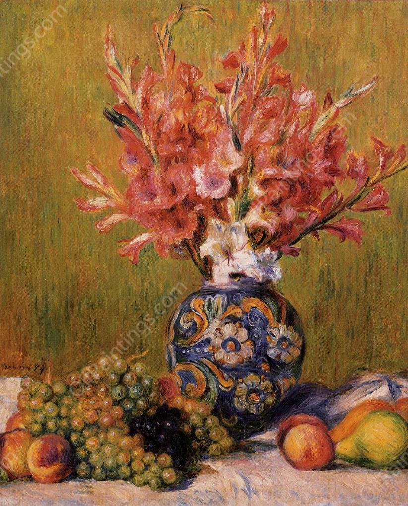 Still Life - Flowers and Fruit by Pierre-Auguste Renoir - Hand-Painted Oil Painting Reproduction