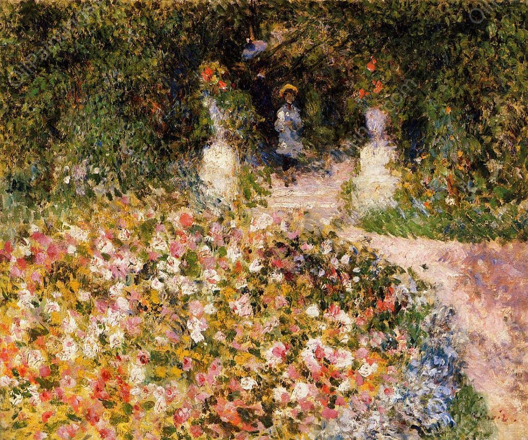 The Garden also known as In the Park by Pierre-Auguste Renoir - Hand-Painted Oil Painting Reproduction