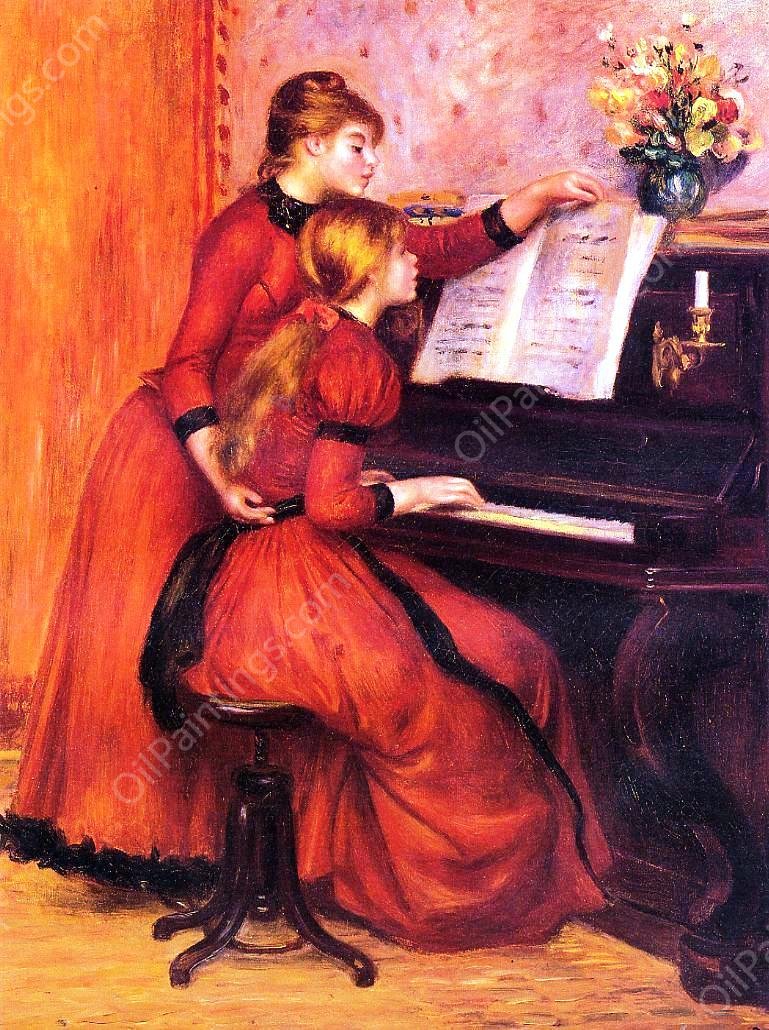 The Piano Lesson by Pierre-Auguste Renoir - Hand-Painted Oil Painting Reproduction