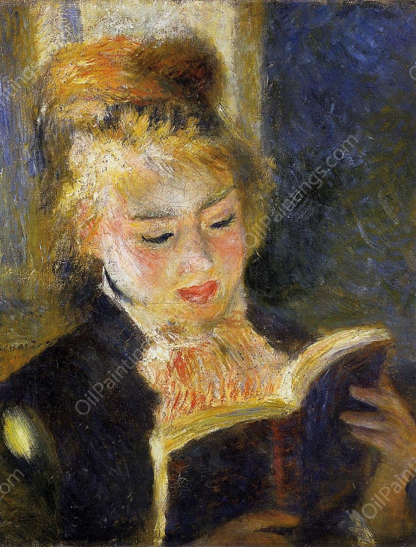 The Reader also known as Young Woman Reading a Book by Pierre-Auguste Renoir - Hand-Painted Oil Painting Reproduction