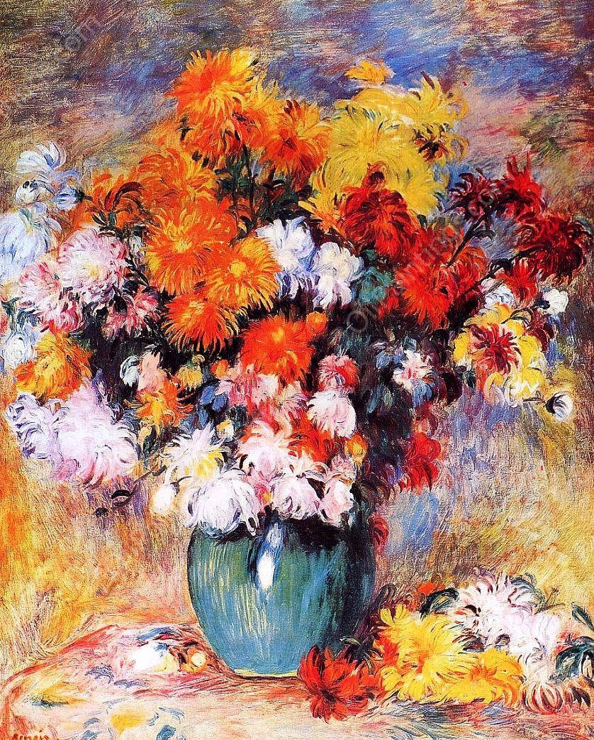 Vase of Chrysanthemums 2 by Pierre-Auguste Renoir - Hand-Painted Oil Painting Reproduction