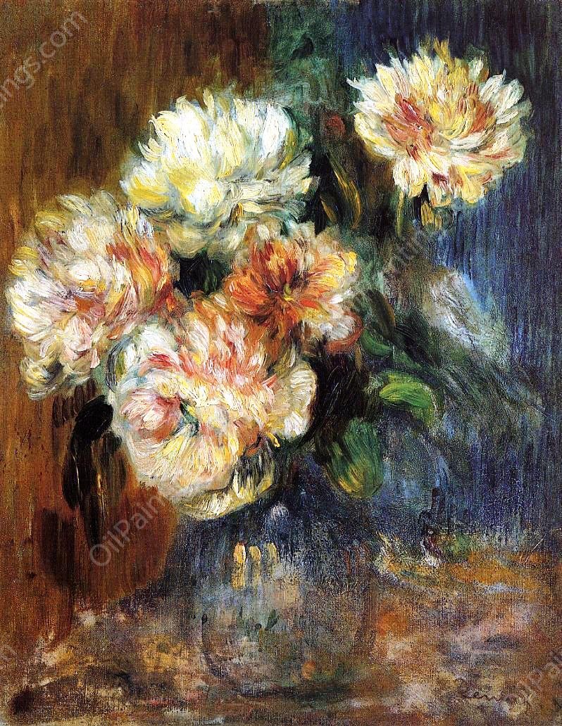 Vase of Peonies 2 by Pierre-Auguste Renoir - Hand-Painted Oil Painting Reproduction