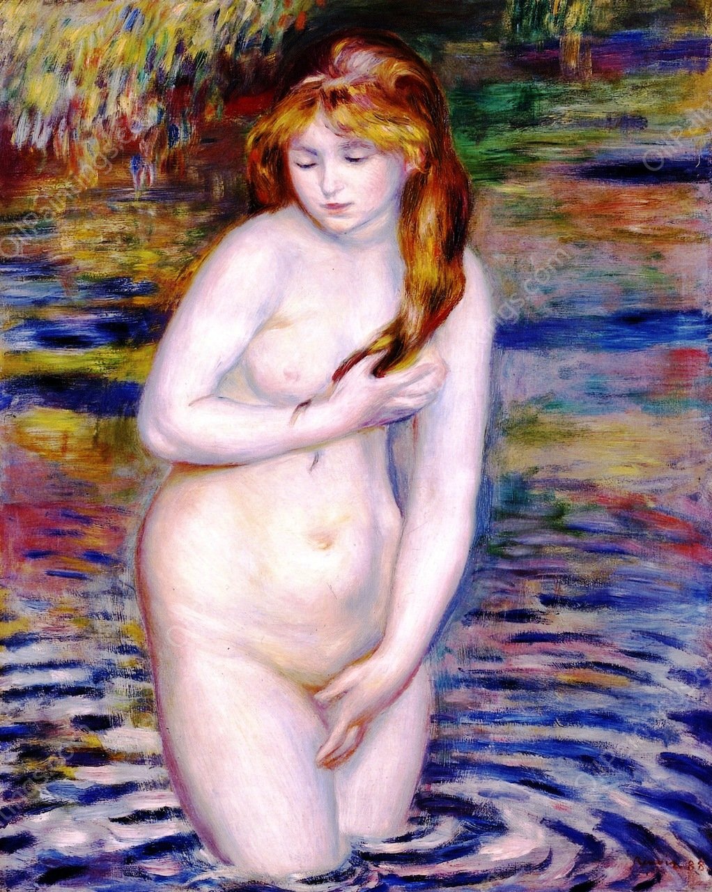 Young Woman Bathing by Pierre-Auguste Renoir - Hand-Painted Oil Painting Reproduction
