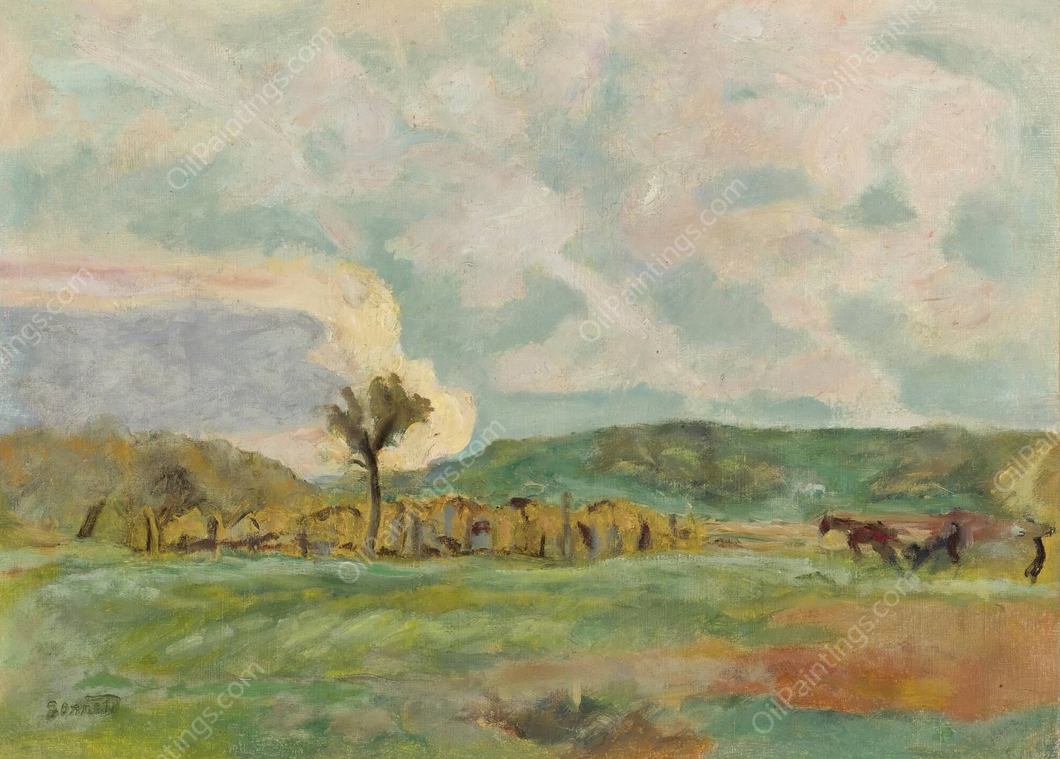 Campagne, Le Labour  by Pierre Bonnard - Hand-Painted Oil Painting Reproduction