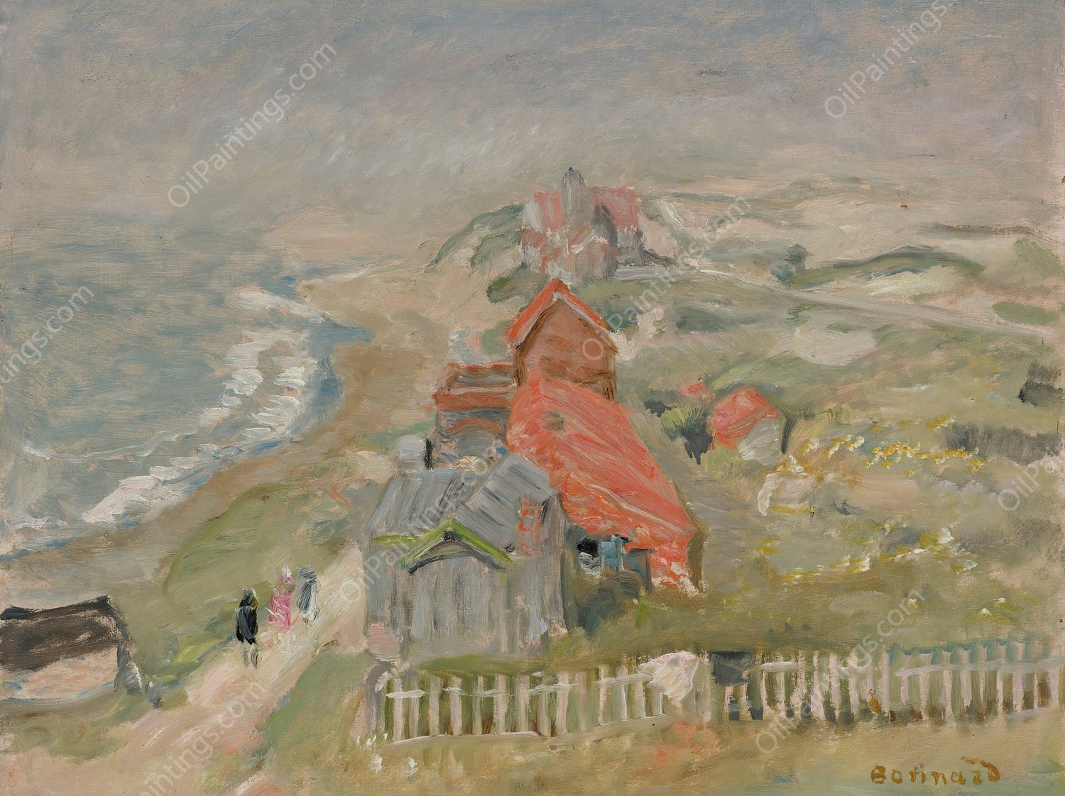 La Maison Au Bord Du Chemin Ou Maisons Sur La Falaise  by Pierre Bonnard - Hand-Painted Oil Painting Reproduction