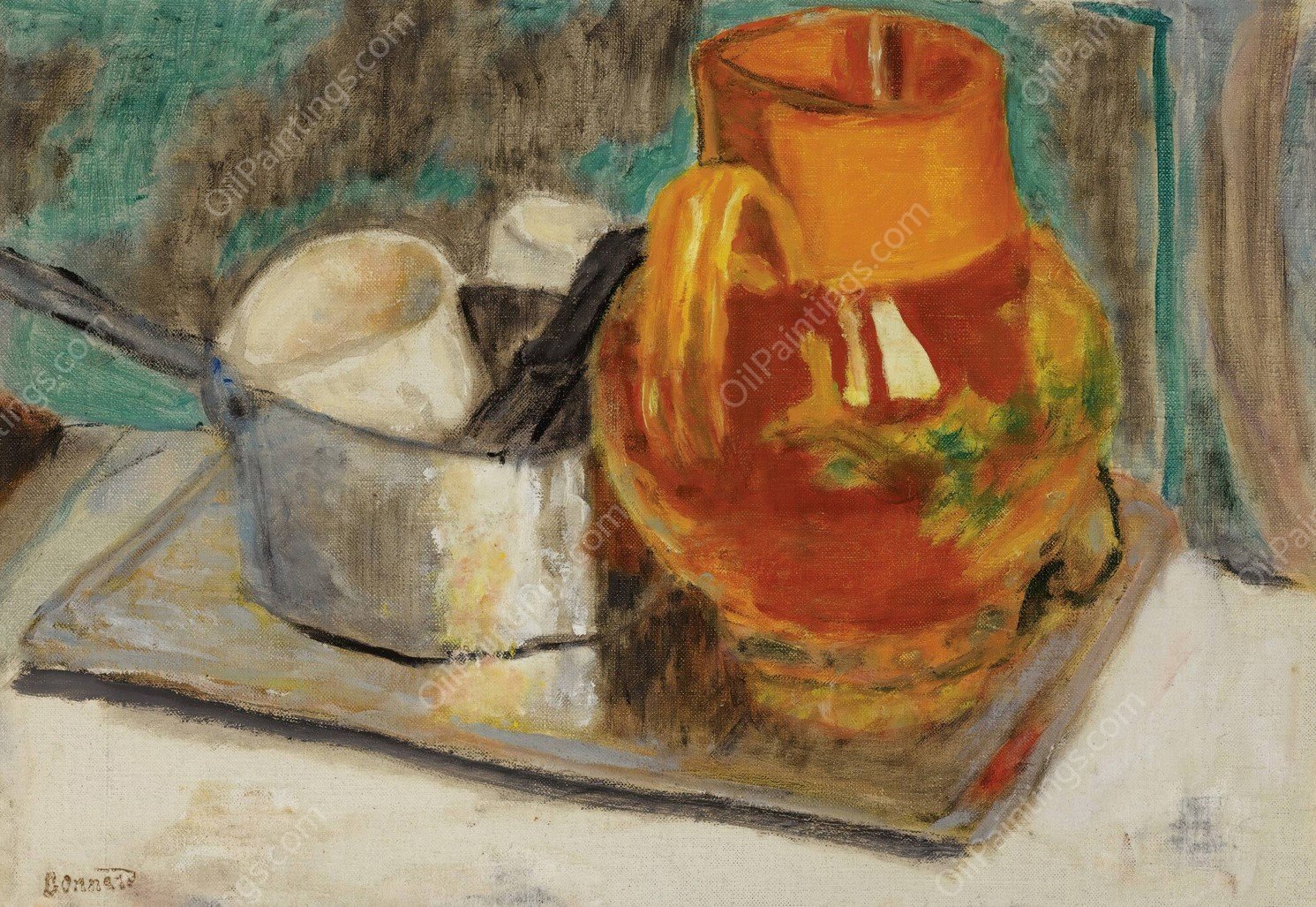Nature Morte a La Cruche Orange  by Pierre Bonnard - Hand-Painted Oil Painting Reproduction