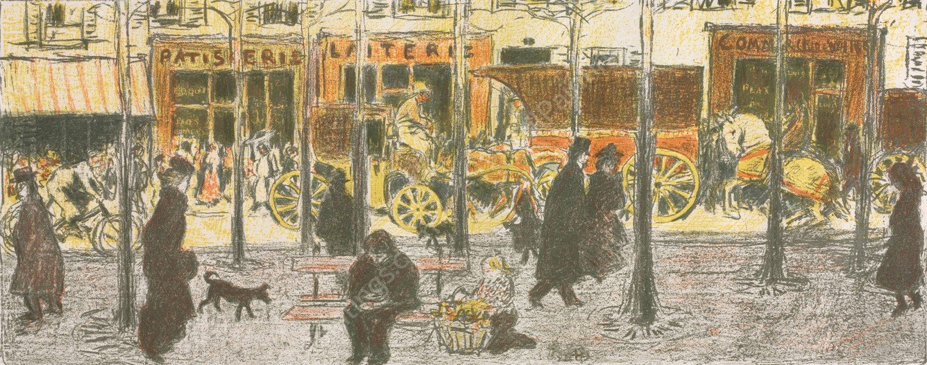 Some Aspects Of Paris Life, Boulevard  by Pierre Bonnard - Hand-Painted Oil Painting Reproduction