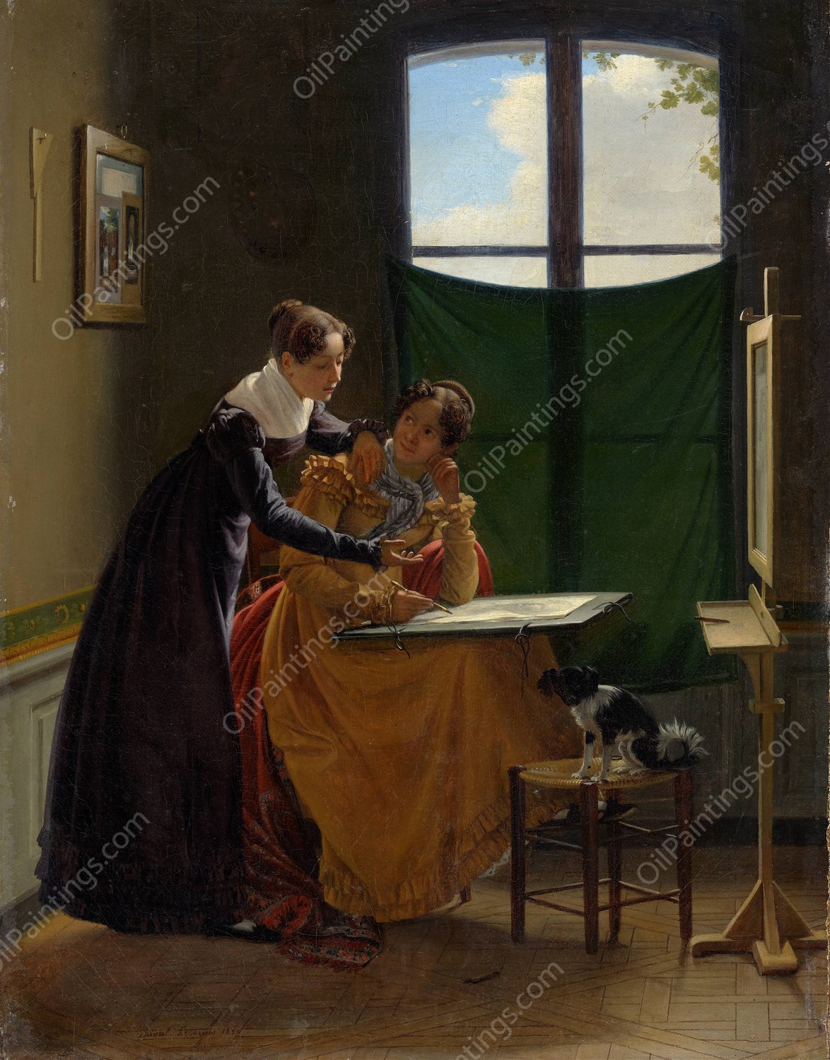 The Drawing Lesson  by Pierre Duval Le Camus - Hand-Painted Oil Painting Reproduction