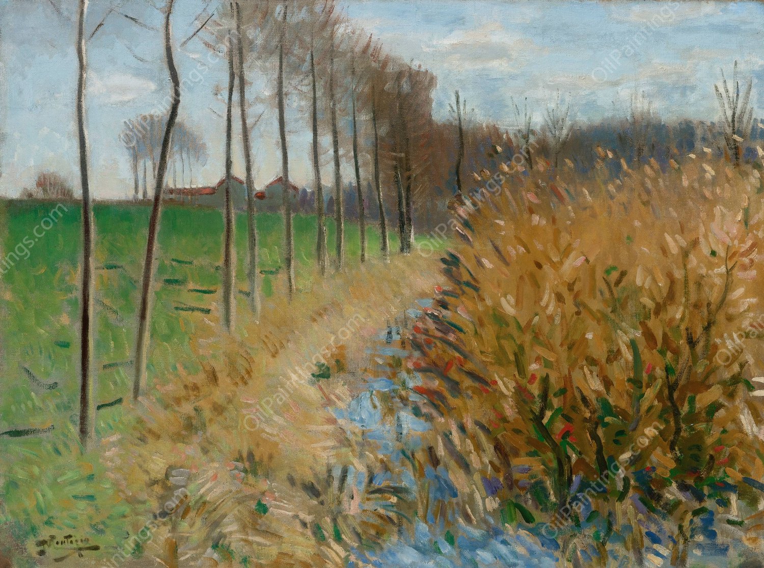 Abreuvoir a Mizy Sur Yonne by Pierre-Eugene Montezin - Hand-Painted Oil Painting Reproduction