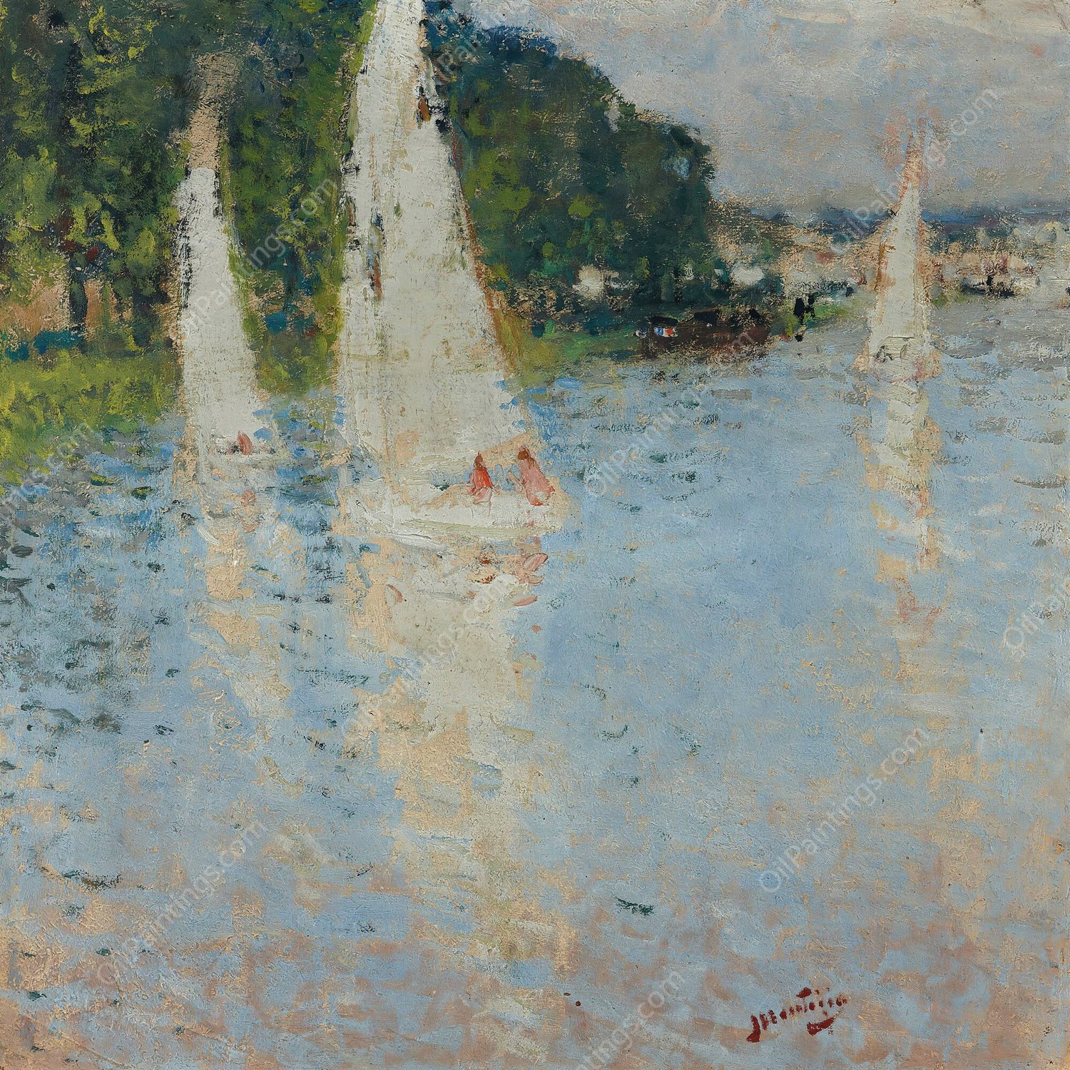 Les Voiliers by Pierre-Eugene Montezin - Hand-Painted Oil Painting Reproduction