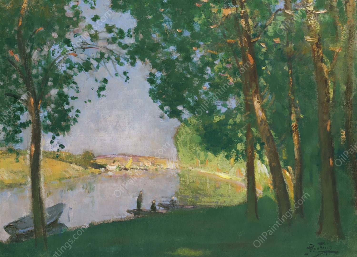 Moret Sur Loing, Bord De Riviere  by Pierre-Eugene Montezin - Hand-Painted Oil Painting Reproduction