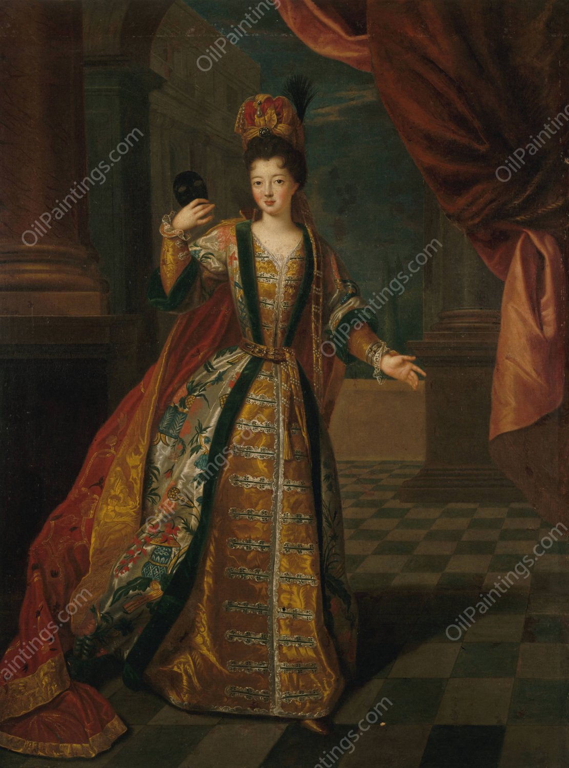 Portrait presume de Mademoiselle de Nantes  by Pierre Gobert - Hand-Painted Oil Painting Reproduction