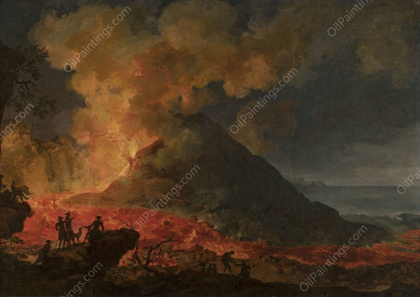 Eruption of Vesuvius  by Pierre-Jacques Volaire - Hand-Painted Oil Painting Reproduction