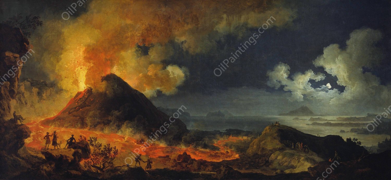 The Eruption of Vesuvius  by Pierre-Jacques Volaire - Hand-Painted Oil Painting Reproduction