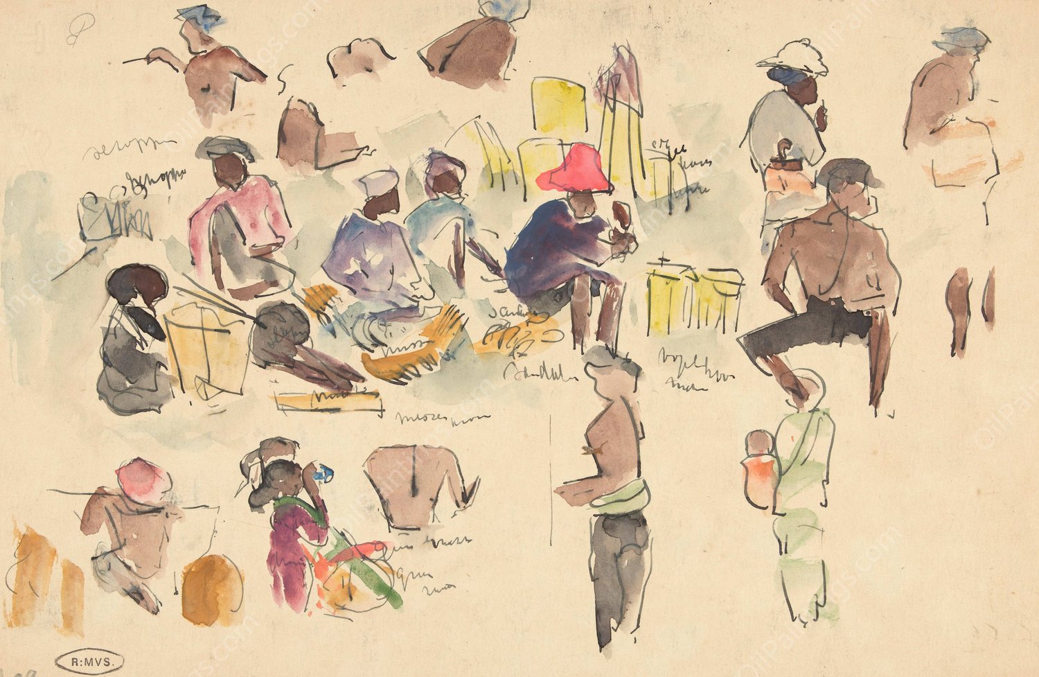 Inlandse figuren  by Pierre Jean Apol - Hand-Painted Oil Painting Reproduction