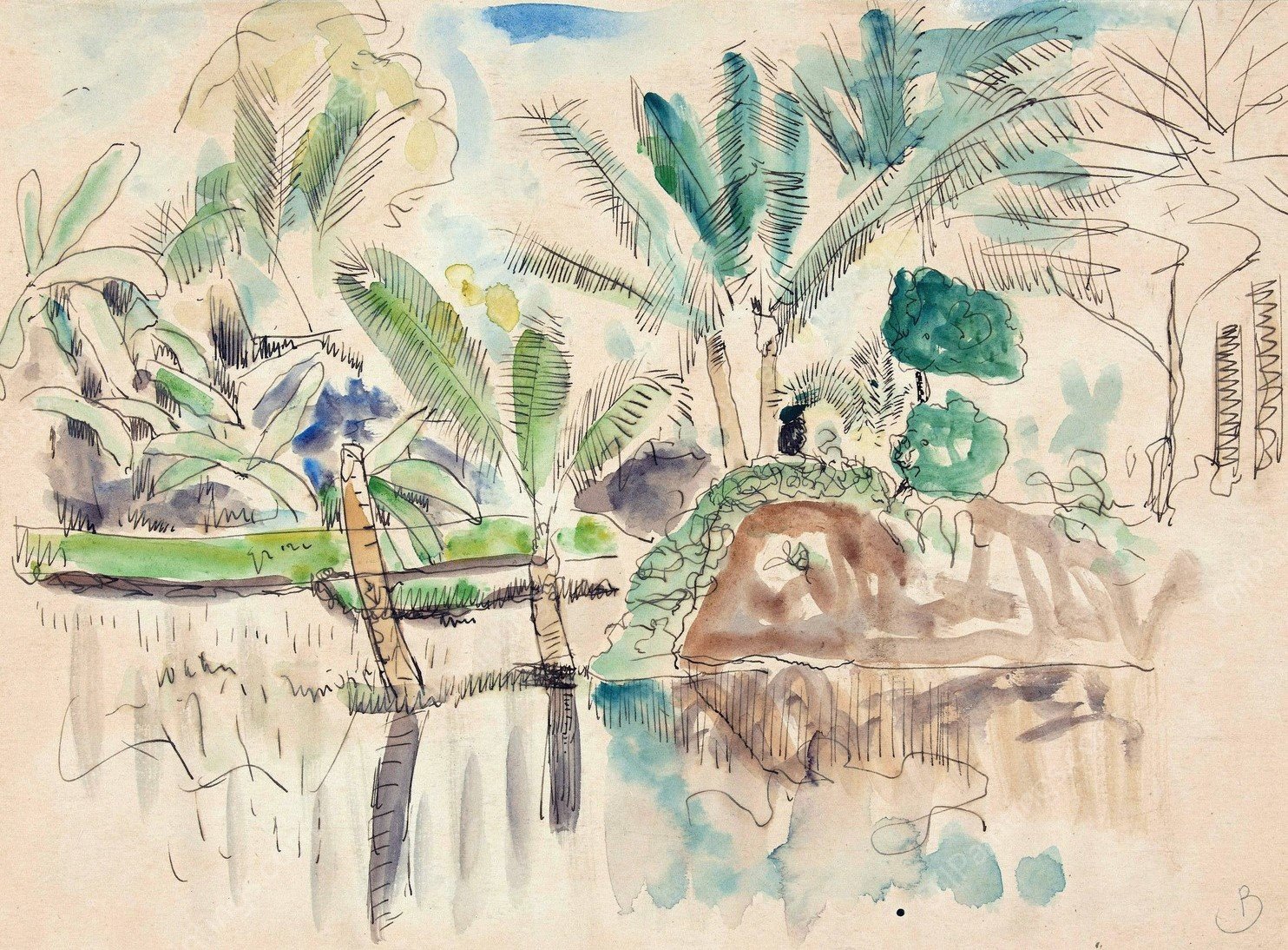 Palmen bij het water  by Pierre Jean Apol - Hand-Painted Oil Painting Reproduction