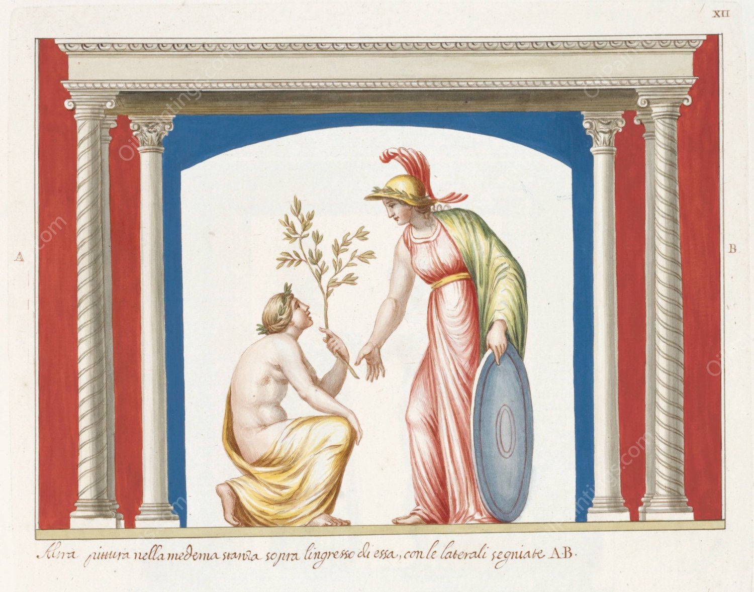 Altra pittura nella medema stanza sopra l'ingresso di essa, con le laterali segniate A. B.  by Pierre-Jean Mariette - Hand-Painted Oil Painting Reproduction