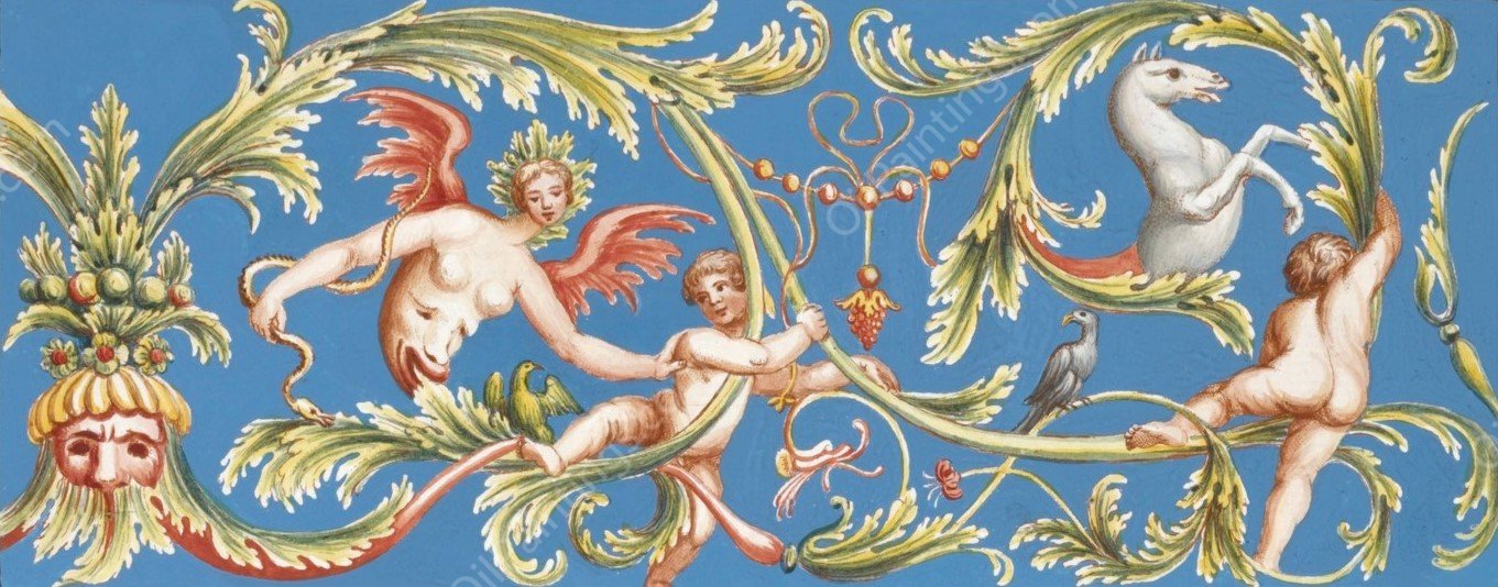 Copiato da un bellissimo fra momento antico trovato nella villa Adriana vicino Tivoli, al presente nel palazzo Farnese in Roma.  by Pierre-Jean Mariette - Hand-Painted Oil Painting Reproduction