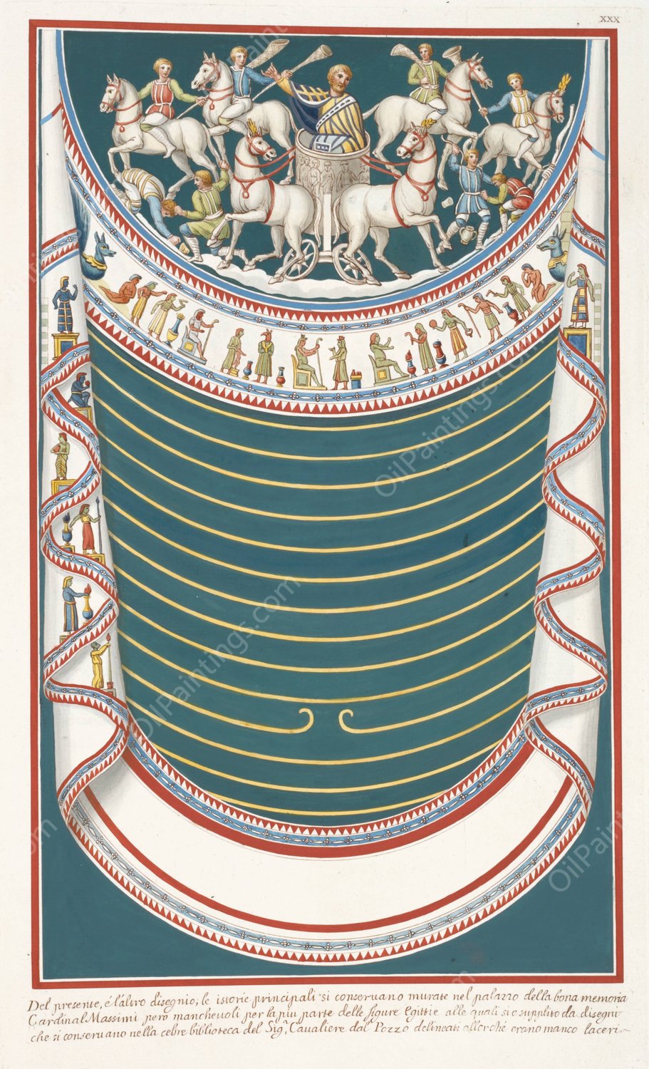 Del presente, e l'altro disgnio, le istorie principale si conservano murate nel palazzo della bona memoria Cardinal Massimi pero manchevoli per la piu porte  by Pierre-Jean Mariette - Hand-Painted Oil Painting Reproduction