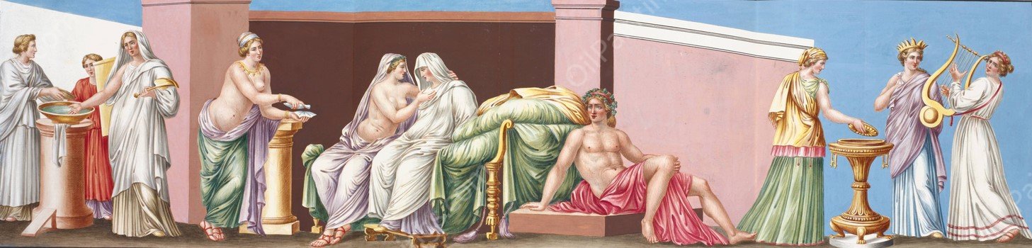 Nova nupta in geniali thalamo.  by Pierre-Jean Mariette - Hand-Painted Oil Painting Reproduction