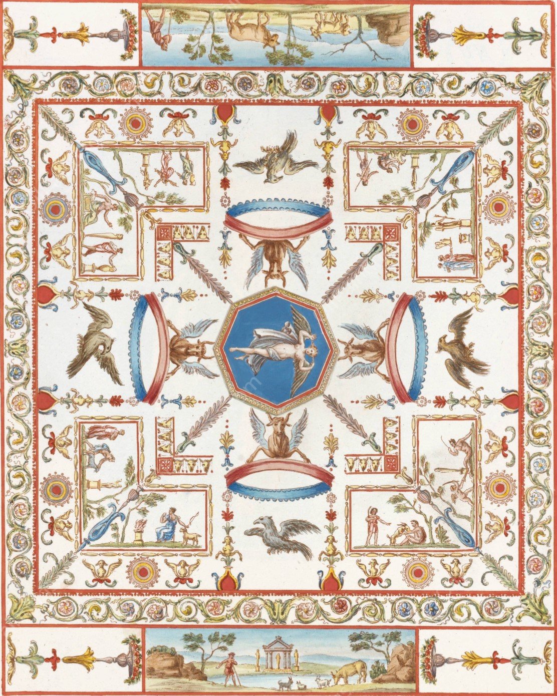 Repartimento nelle volte all arnola parte interiore della casa di Tito, scoperta contigua alle sette sale.  by Pierre-Jean Mariette - Hand-Painted Oil Painting Reproduction