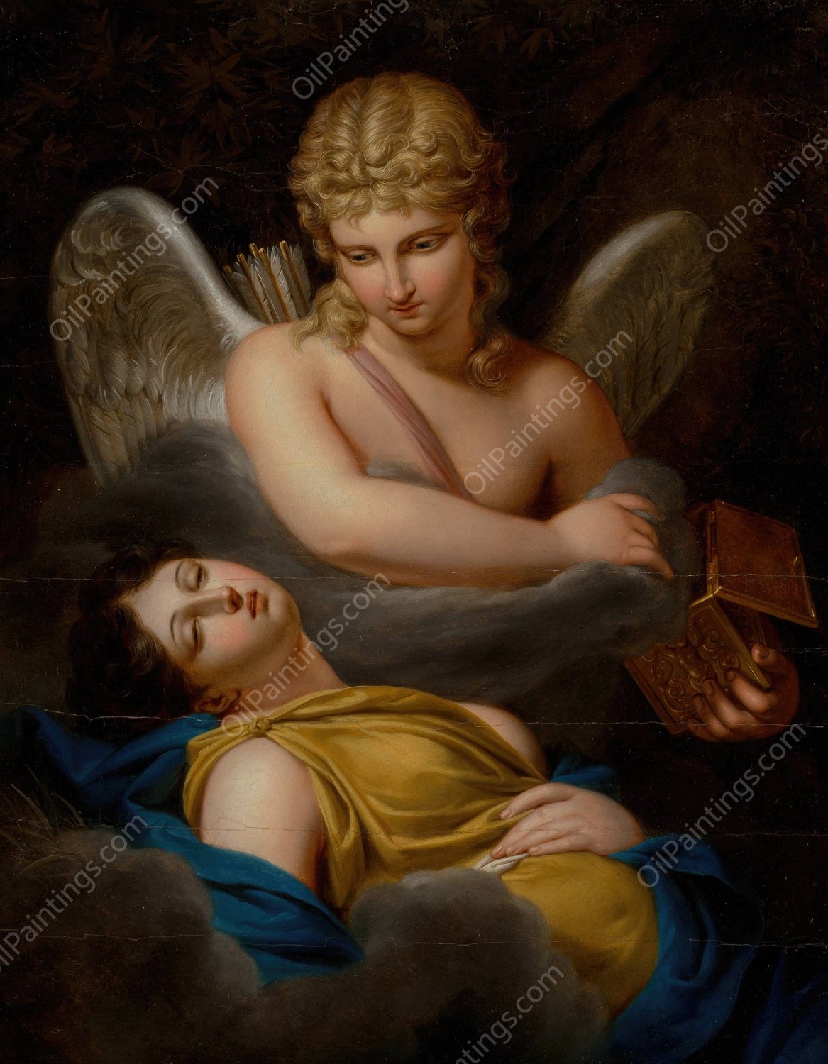 Cupid removing the sleeping spell from Psyche by Pierre Joseph Celestin Francois - Hand-Painted Oil Painting Reproduction