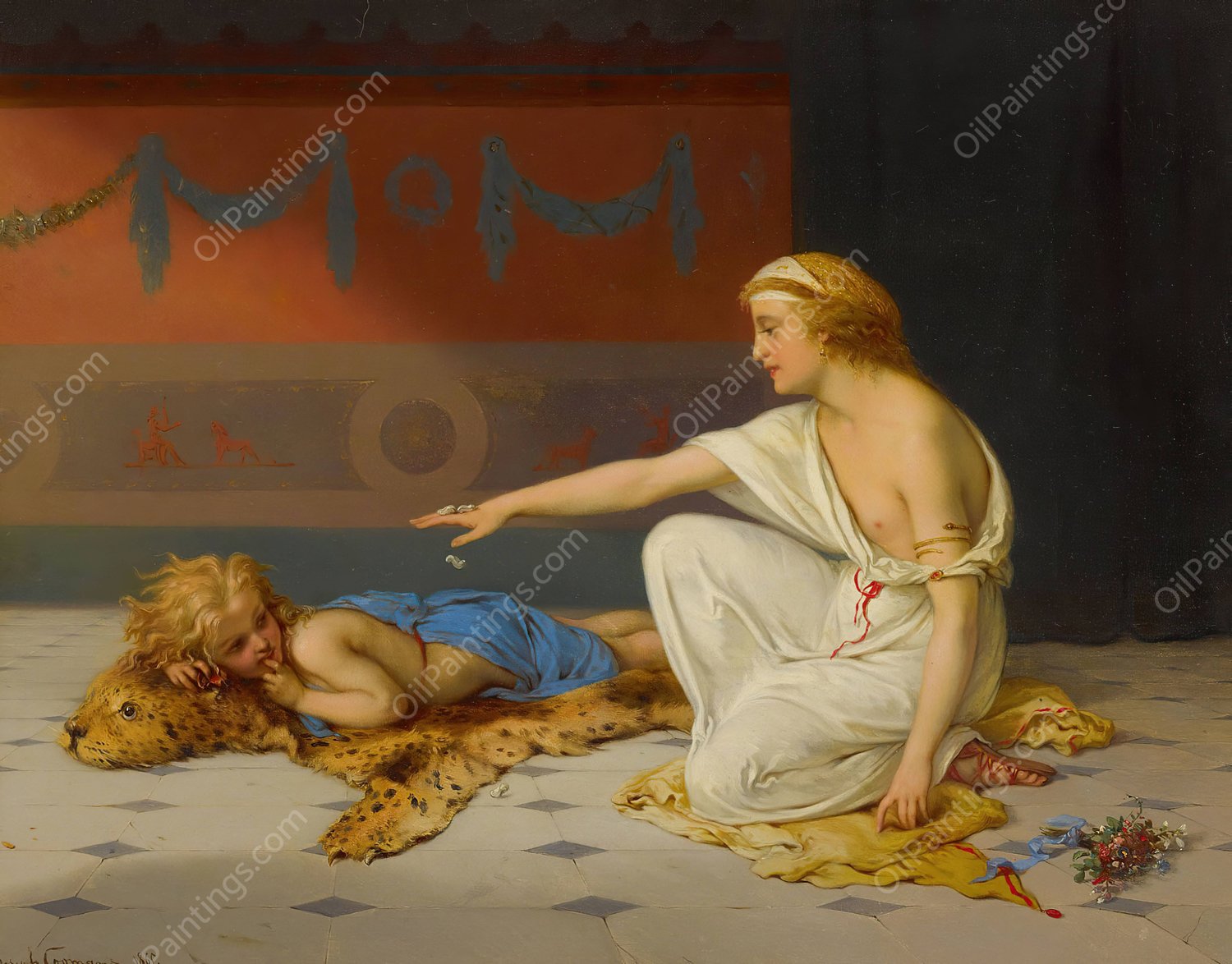 An Afternoon's Amusement  by Pierre Olivier Joseph Coomans - Hand-Painted Oil Painting Reproduction