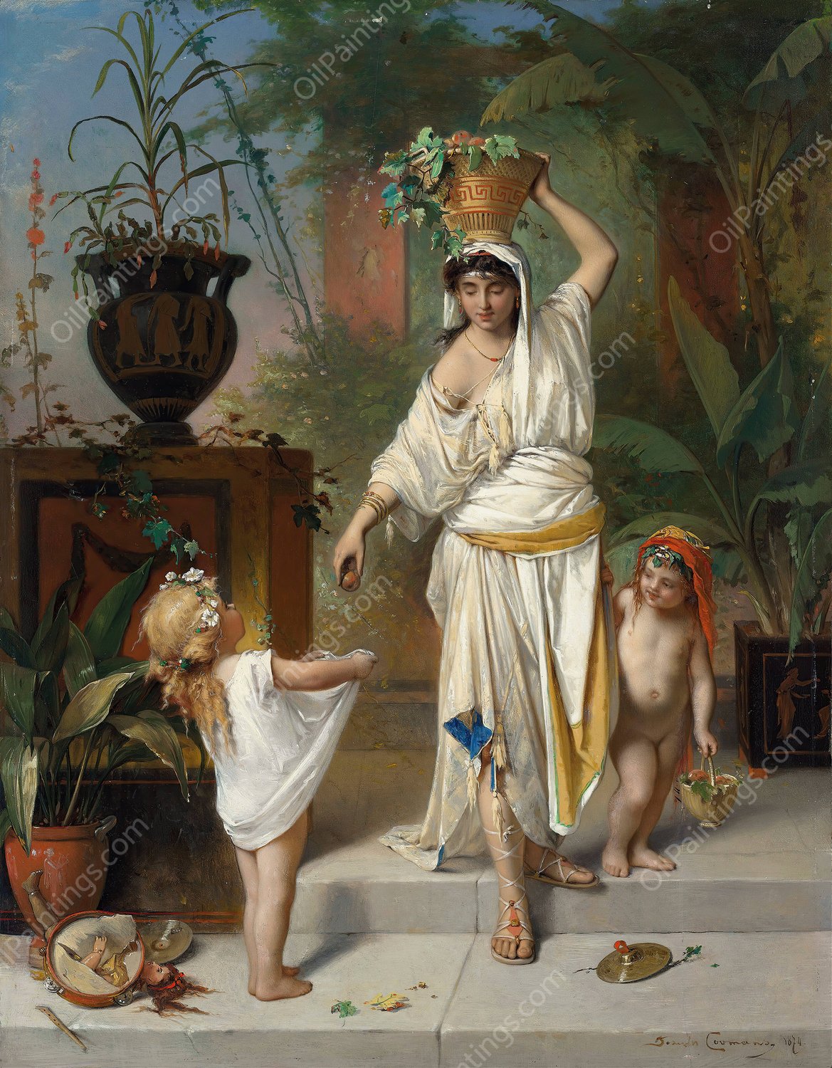 Return From The Grape Harvest  by Pierre Olivier Joseph Coomans - Hand-Painted Oil Painting Reproduction