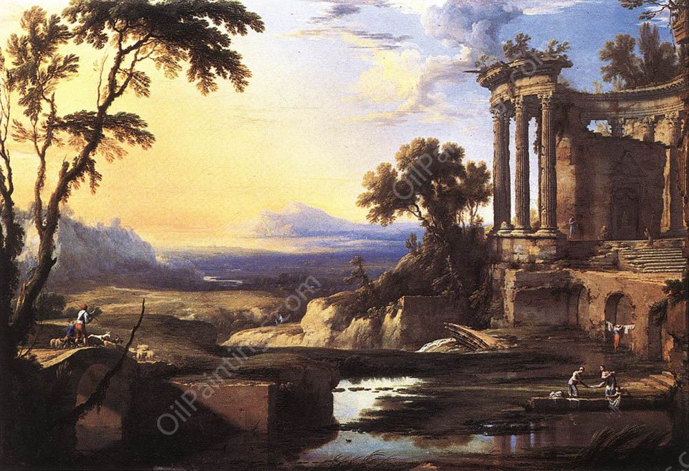 Landscape with Ruins by Pierre Patel - Hand-Painted Oil Painting Reproduction