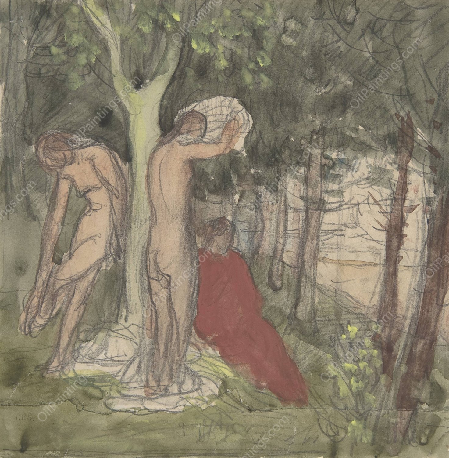 Bathers  by Pierre Puvis De Chavannes - Hand-Painted Oil Painting Reproduction
