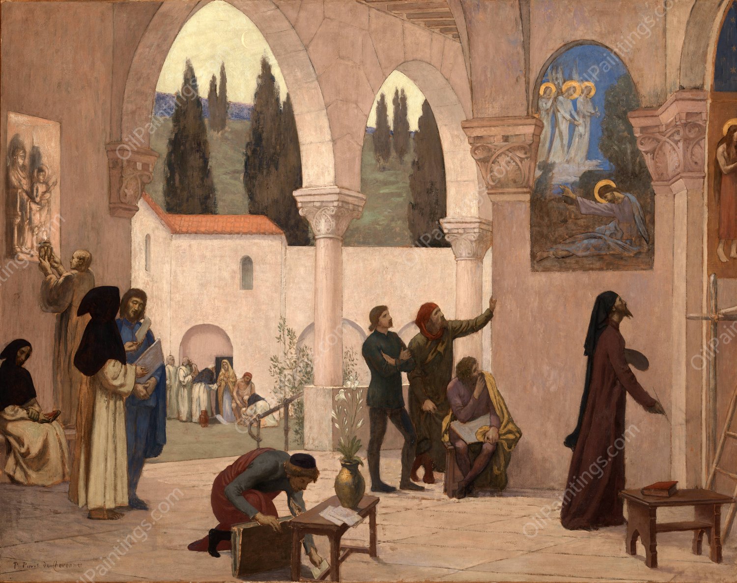 Inspiration Chretienne  by Pierre Puvis De Chavannes - Hand-Painted Oil Painting Reproduction